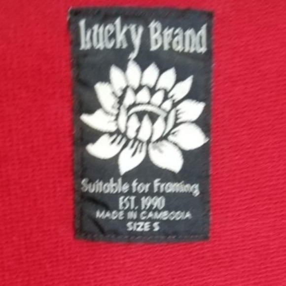 Lucky Brand Red Hooded Sweatshirt Cardigan 100% Cotton Women's Small S Tie Front - Picture 5 of 6